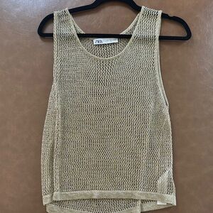 Zara Women's Tan Mesh Top